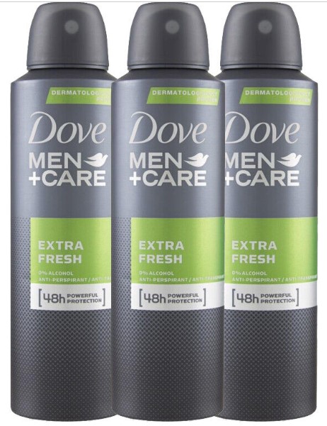 Dove Men + Care Extra Fresh 48 Hour Deodorant Spray, 3 Pack